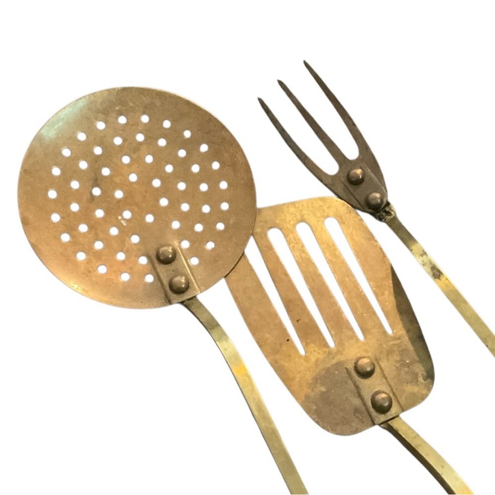 Set of 3 Vintage Copper Kitchen Utensils